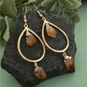 Brazilian Drop Natural Citrine in Goldtone 36.50ctw